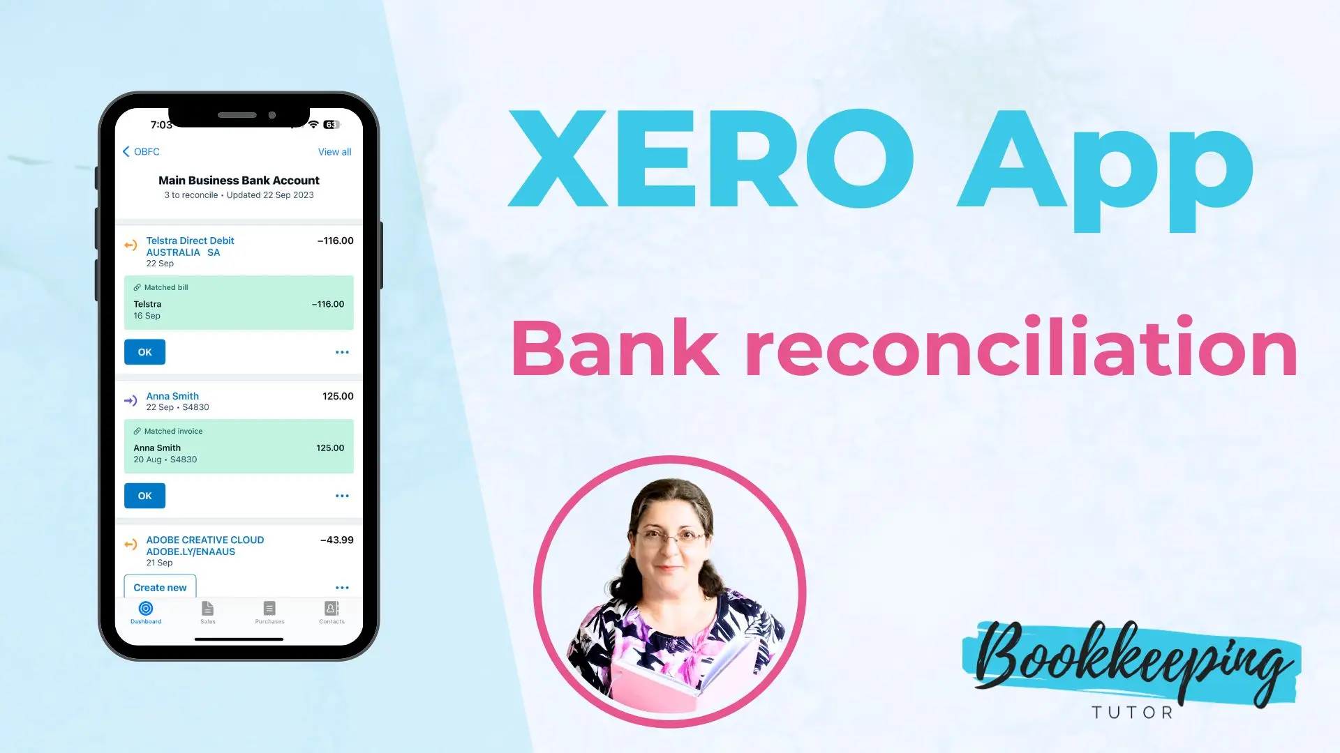 Bank reconciliation in Xero App